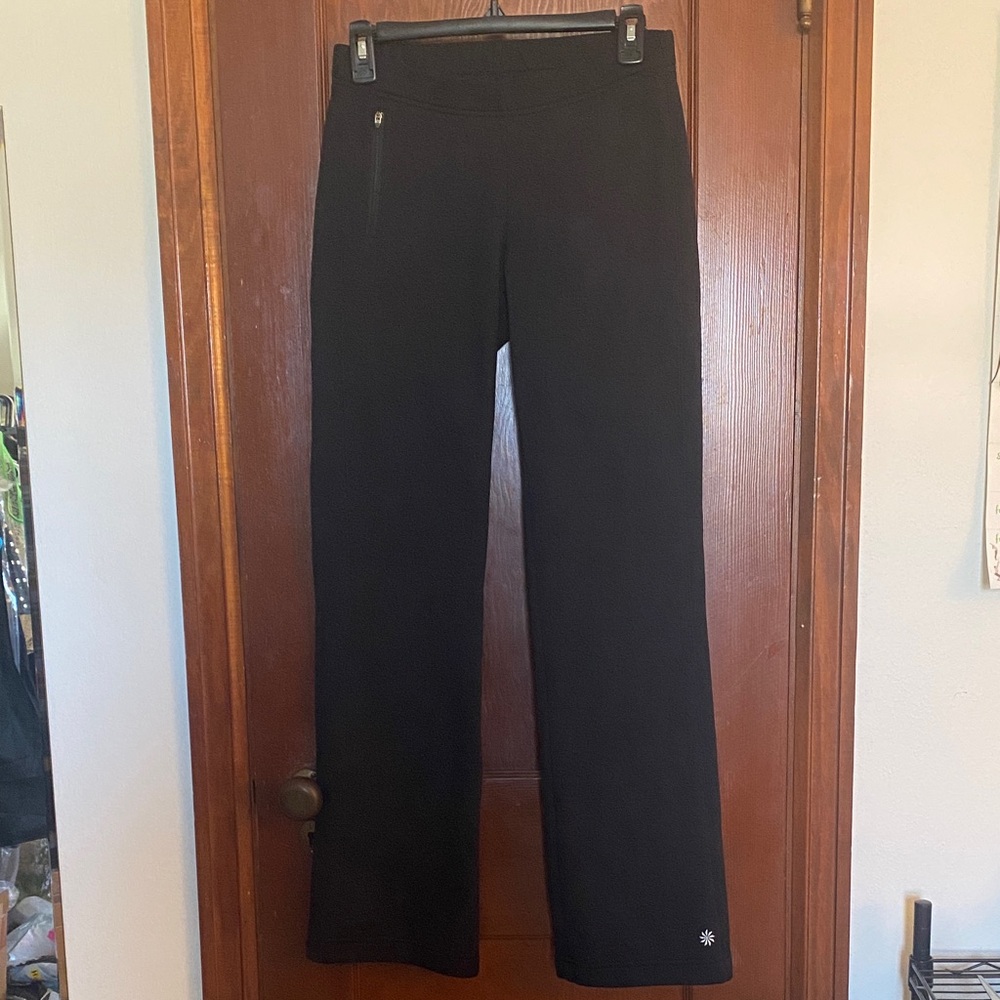 Athleta Warm Fleece Pants with Zip Pocket and Logo
